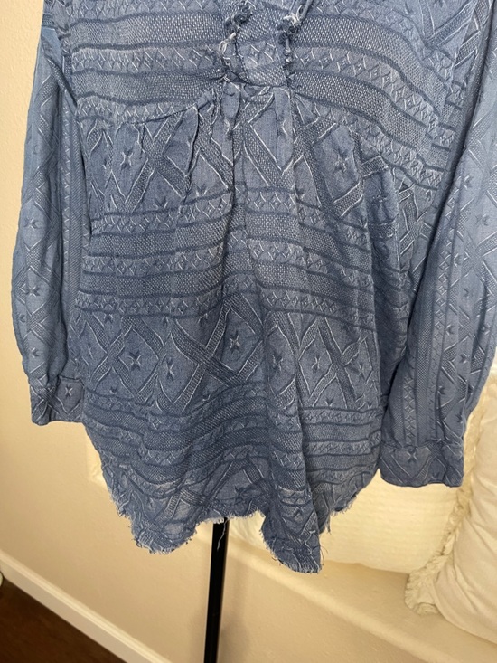 Ivy Jane Blue Boho Textured Raw Hem Top Festival Vibe - Picture 4 of 7